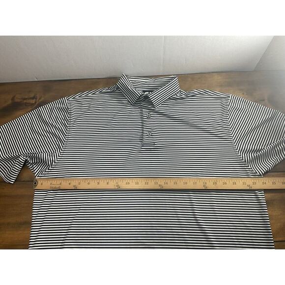 Footjoy FJ Dry Fit Polo Mens Size Large Navy Blue Striped Golf Shirt - Picture 7 of 9